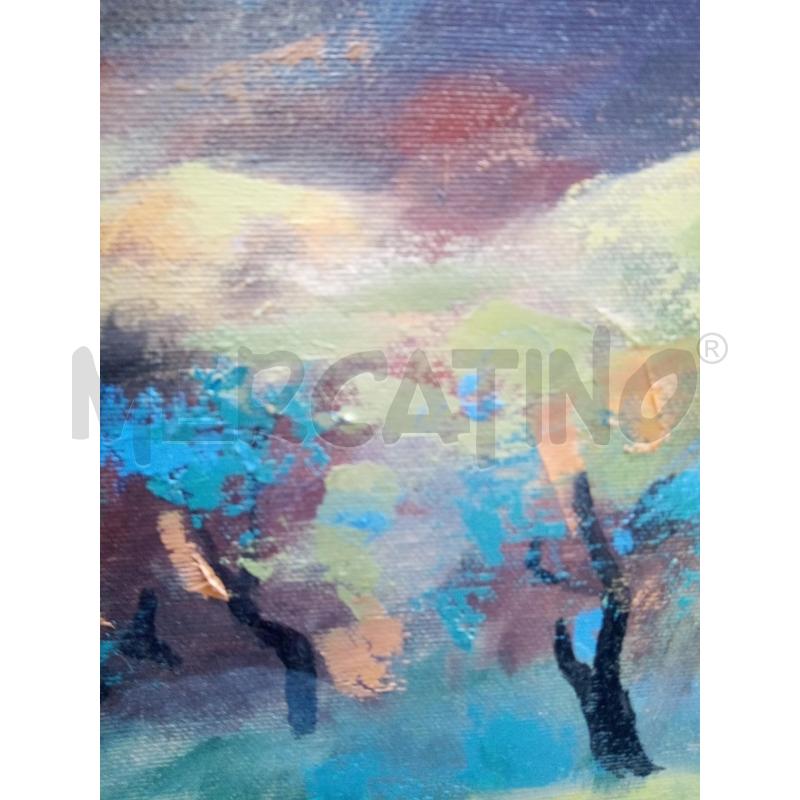 QUADRO OLIO SU TELA PAESAGGIO ALBERATO  | Mercatino dell'Usato Roma porta maggiore 5