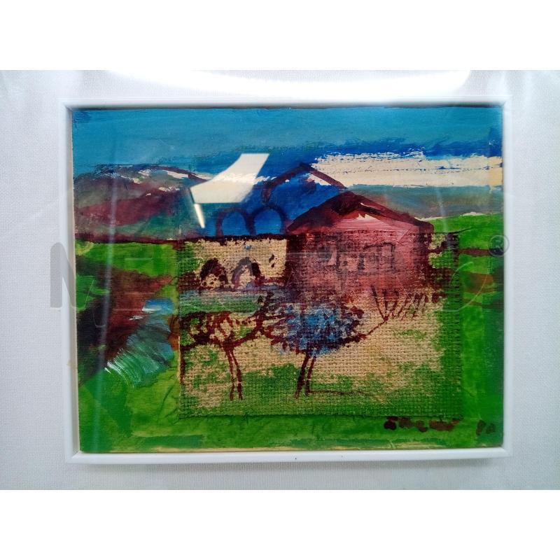 QUADRO OLIO SU TELA PAESAGGIO CASETTA | Mercatino dell'Usato Roma porta maggiore 2
