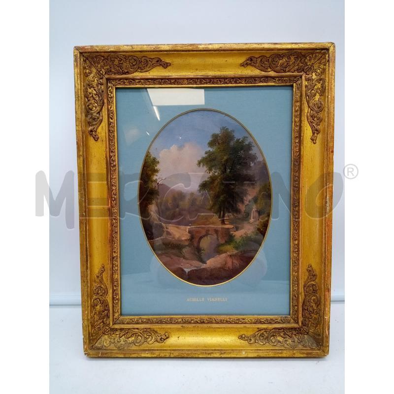 QUADRO OLIO SU TELA PAESAGGIO CON PONTE | Mercatino dell'Usato Roma porta maggiore 1