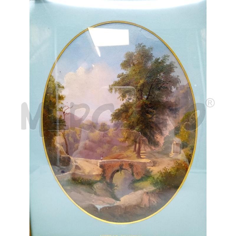 QUADRO OLIO SU TELA PAESAGGIO CON PONTE | Mercatino dell'Usato Roma porta maggiore 2