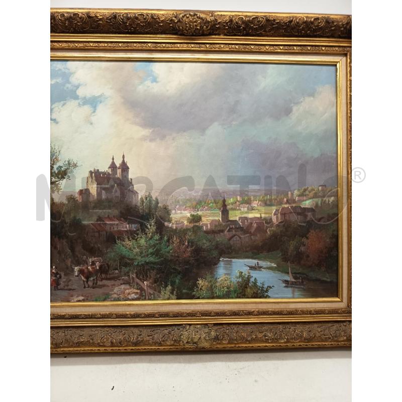 QUADRO OLIO SU TELA PAESAGGIO FLUVIALE TONI PASTELLO  | Mercatino dell'Usato Roma porta maggiore 1