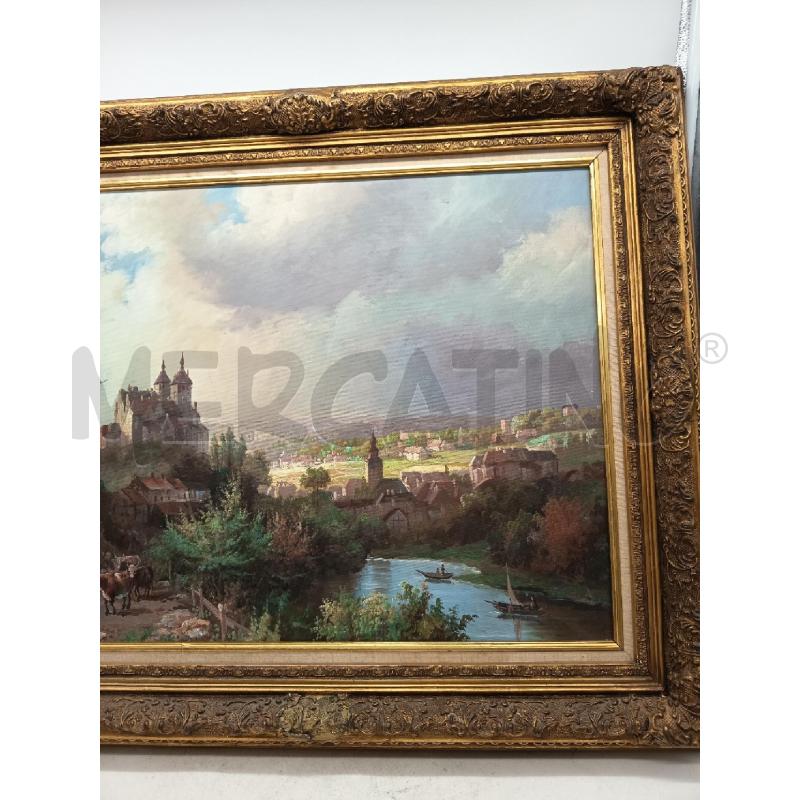 QUADRO OLIO SU TELA PAESAGGIO FLUVIALE TONI PASTELLO  | Mercatino dell'Usato Roma porta maggiore 2