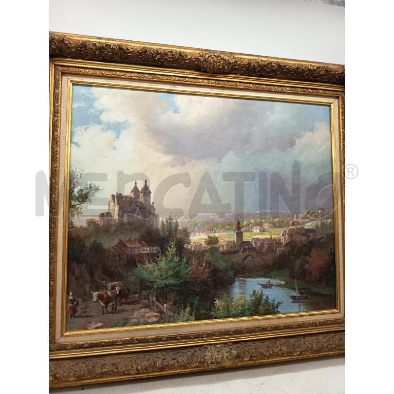 QUADRO OLIO SU TELA PAESAGGIO FLUVIALE TONI PASTELLO  | Mercatino dell'Usato Roma porta maggiore 3