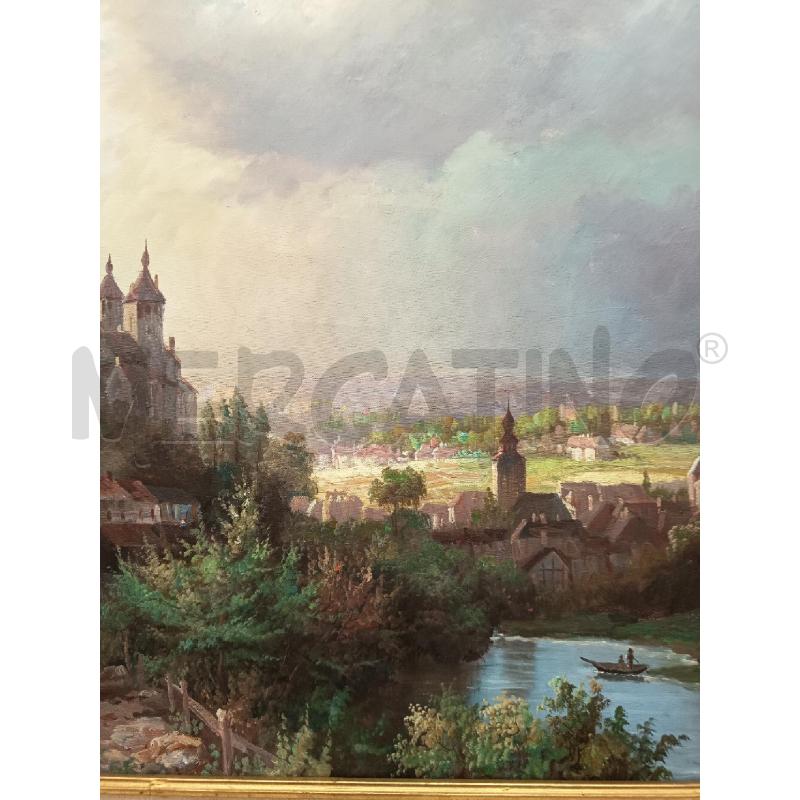 QUADRO OLIO SU TELA PAESAGGIO FLUVIALE TONI PASTELLO  | Mercatino dell'Usato Roma porta maggiore 4