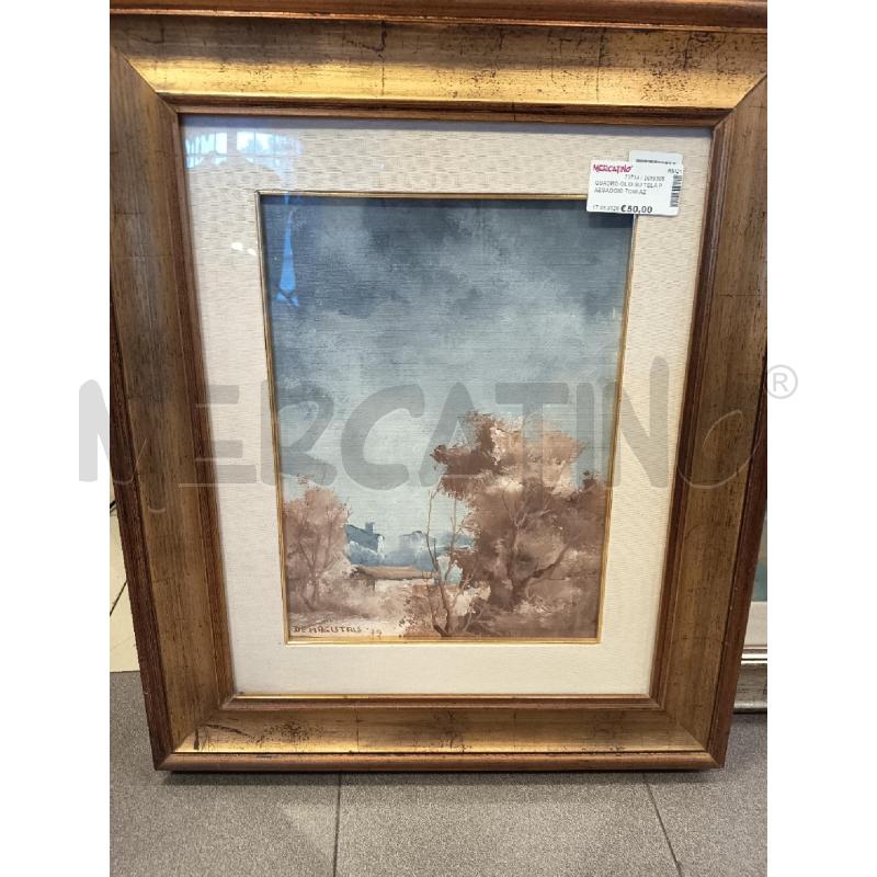 QUADRO OLIO SU TELA PAESAGGIO TONI AZZURRO MARRONE | Mercatino dell'Usato Roma porta maggiore 1