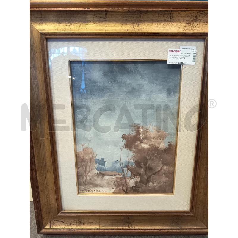 QUADRO OLIO SU TELA PAESAGGIO TONI AZZURRO MARRONE | Mercatino dell'Usato Roma porta maggiore 2