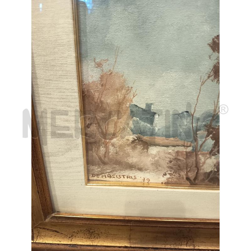QUADRO OLIO SU TELA PAESAGGIO TONI AZZURRO MARRONE | Mercatino dell'Usato Roma porta maggiore 3