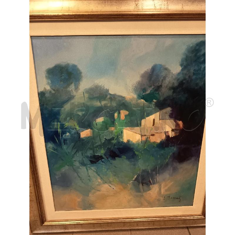 QUADRO OLIO SU TELA PAESAGGIO TONI BLU  | Mercatino dell'Usato Roma porta maggiore 1