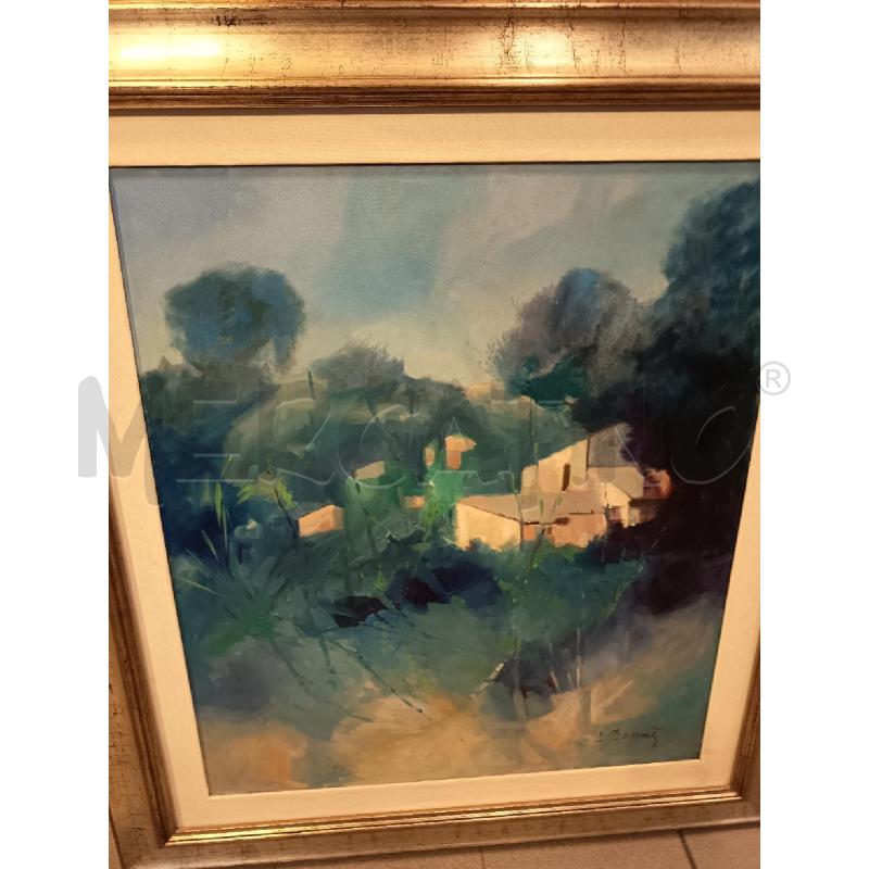 QUADRO OLIO SU TELA PAESAGGIO TONI BLU  | Mercatino dell'Usato Roma porta maggiore 3