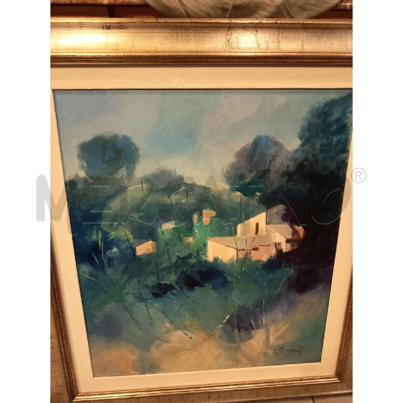 QUADRO OLIO SU TELA PAESAGGIO TONI BLU  | Mercatino dell'Usato Roma porta maggiore 4