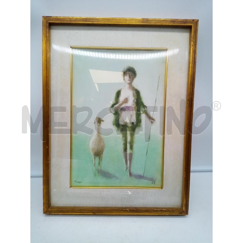 QUADRO OLIO SU TELA PASTORELLO CON PECORA | Mercatino dell'Usato Roma porta maggiore 1