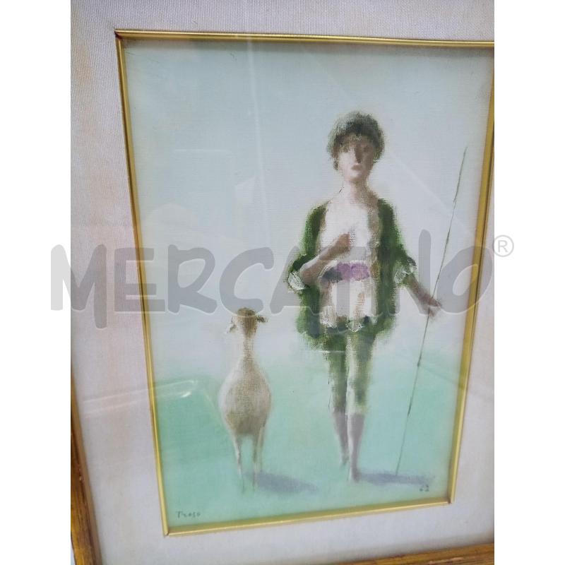 QUADRO OLIO SU TELA PASTORELLO CON PECORA | Mercatino dell'Usato Roma porta maggiore 3
