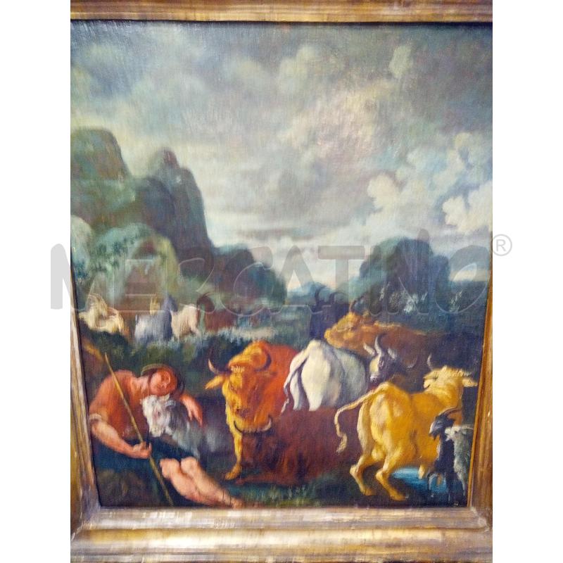 QUADRO OLIO SU TELA PASTORE CON ARMENTI EPOCA  | Mercatino dell'Usato Roma porta maggiore 1