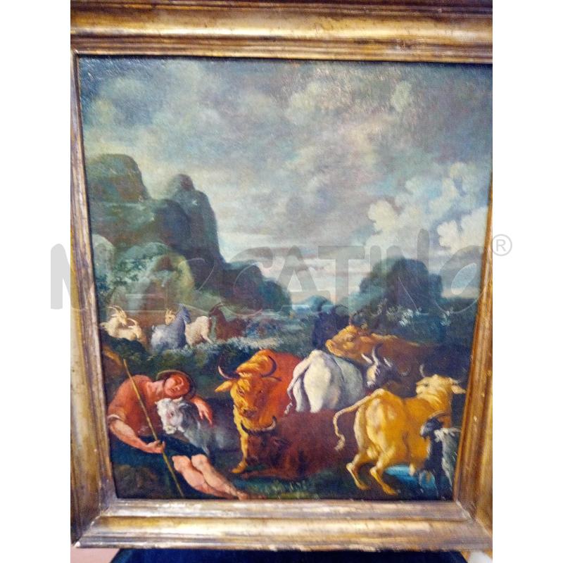 QUADRO OLIO SU TELA PASTORE CON ARMENTI EPOCA  | Mercatino dell'Usato Roma porta maggiore 2