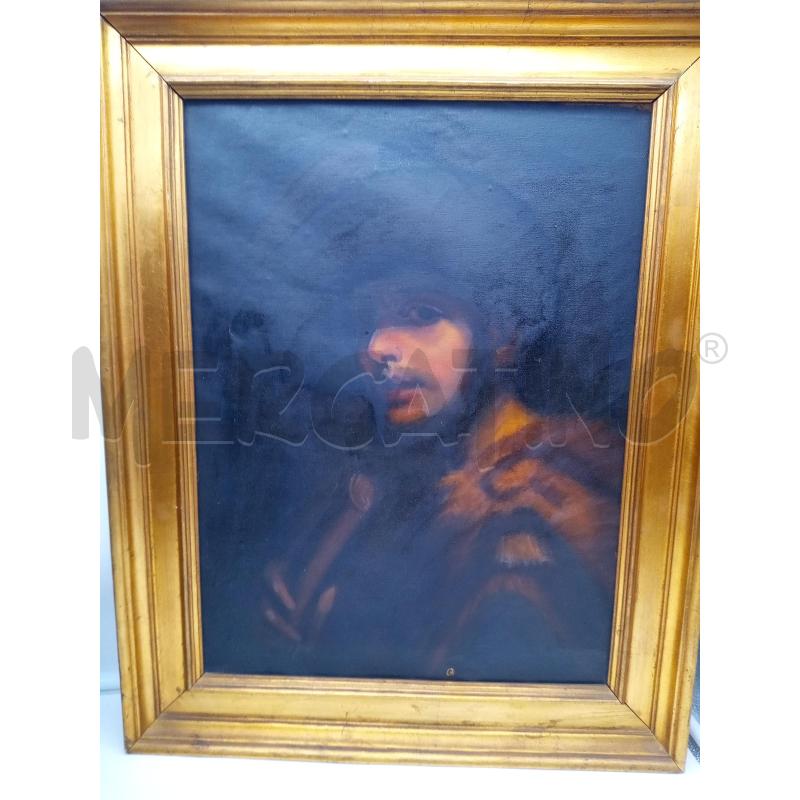 QUADRO OLIO SU TELA PASTORE MUSICO  | Mercatino dell'Usato Roma porta maggiore 1