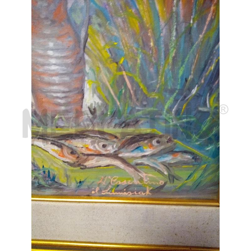 QUADRO OLIO SU TELA PESCATORE ADDORMENTATO | Mercatino dell'Usato Roma porta maggiore 4