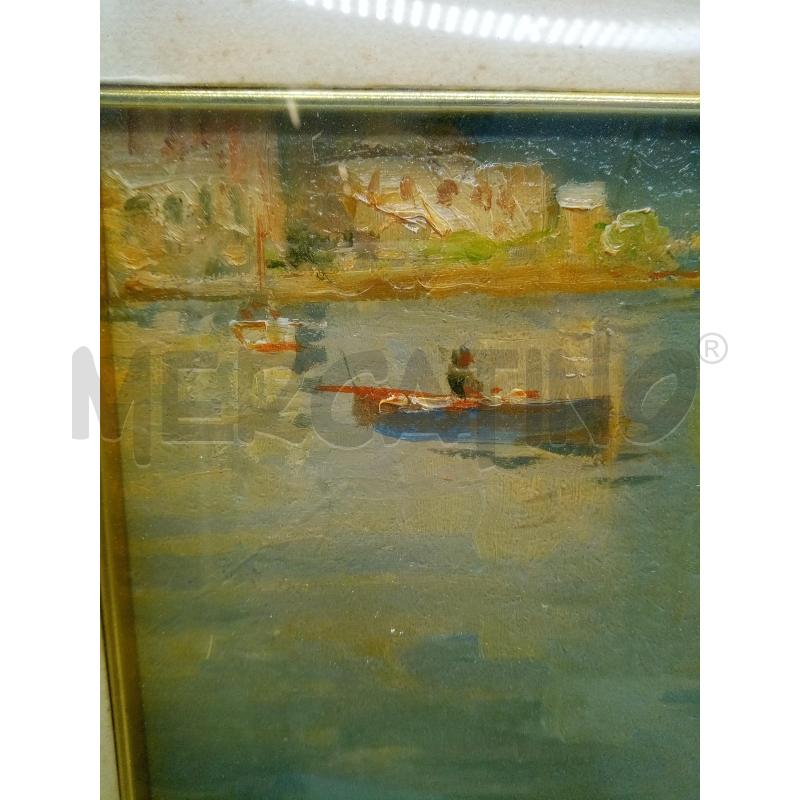 QUADRO OLIO SU TELA PESCATORI IN BARCA | Mercatino dell'Usato Roma porta maggiore 4
