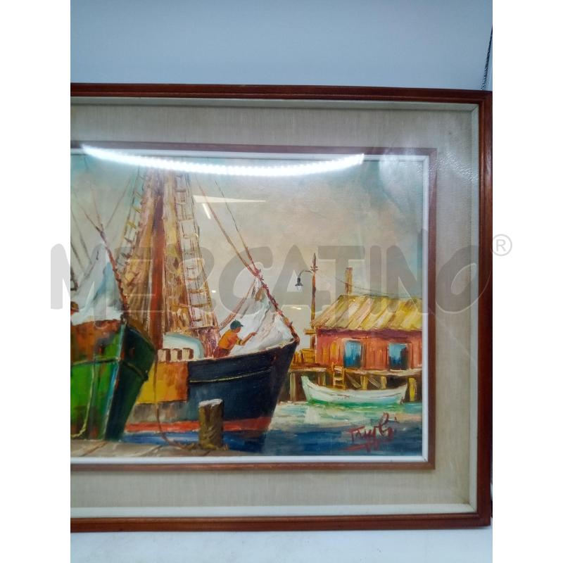 QUADRO OLIO SU TELA PESCATORI SU BARCHE  | Mercatino dell'Usato Roma porta maggiore 3