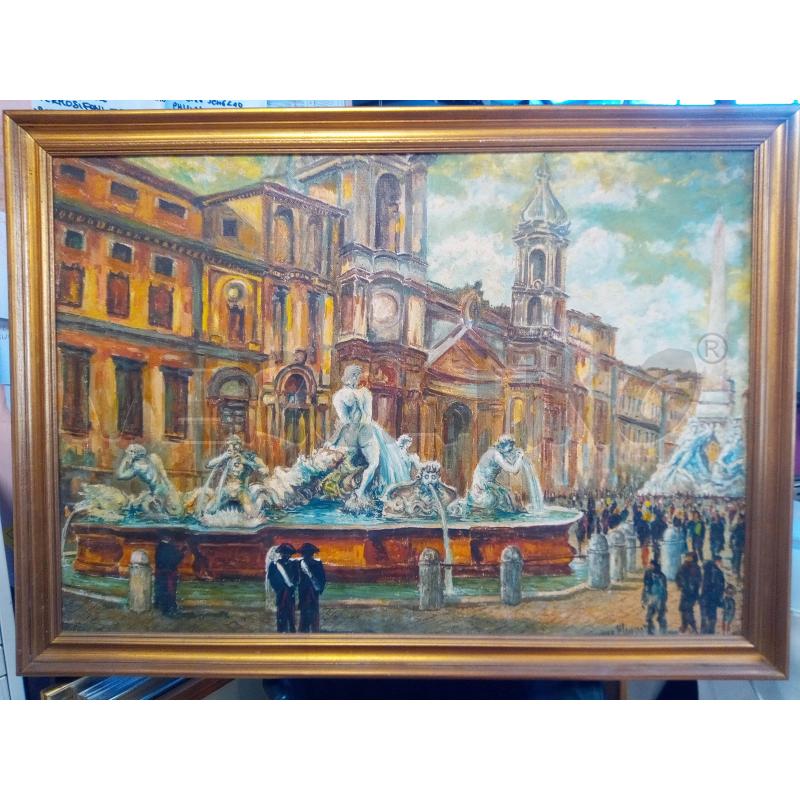 QUADRO OLIO SU TELA PIAZZA NAVONA | Mercatino dell'Usato Roma porta maggiore 1