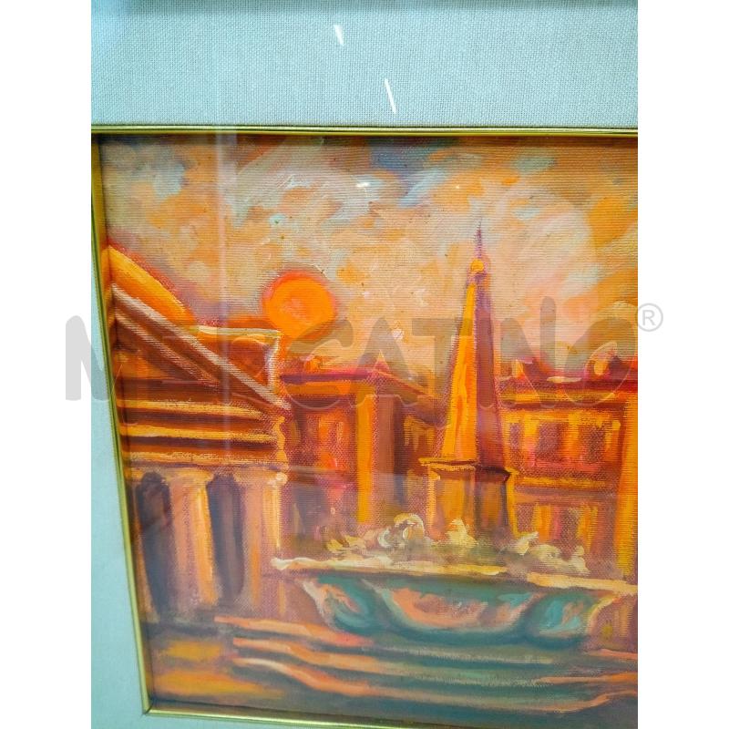 QUADRO OLIO SU TELA PIAZZA PATHEON TONI ROSA | Mercatino dell'Usato Roma porta maggiore 2