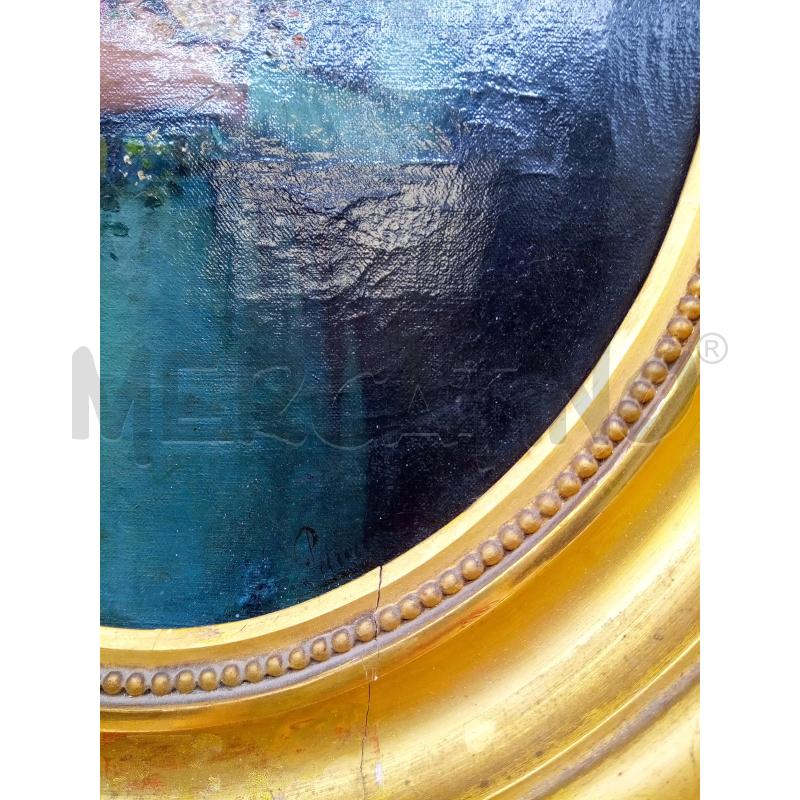 QUADRO OLIO SU TELA RAGAZZA CON FIORI | Mercatino dell'Usato Roma porta maggiore 2