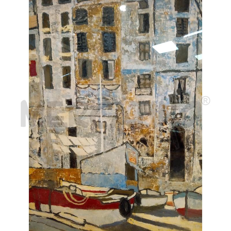 QUADRO OLIO SU TELA RIMESSA BARCHE CON PALAZZI | Mercatino dell'Usato Roma porta maggiore 2