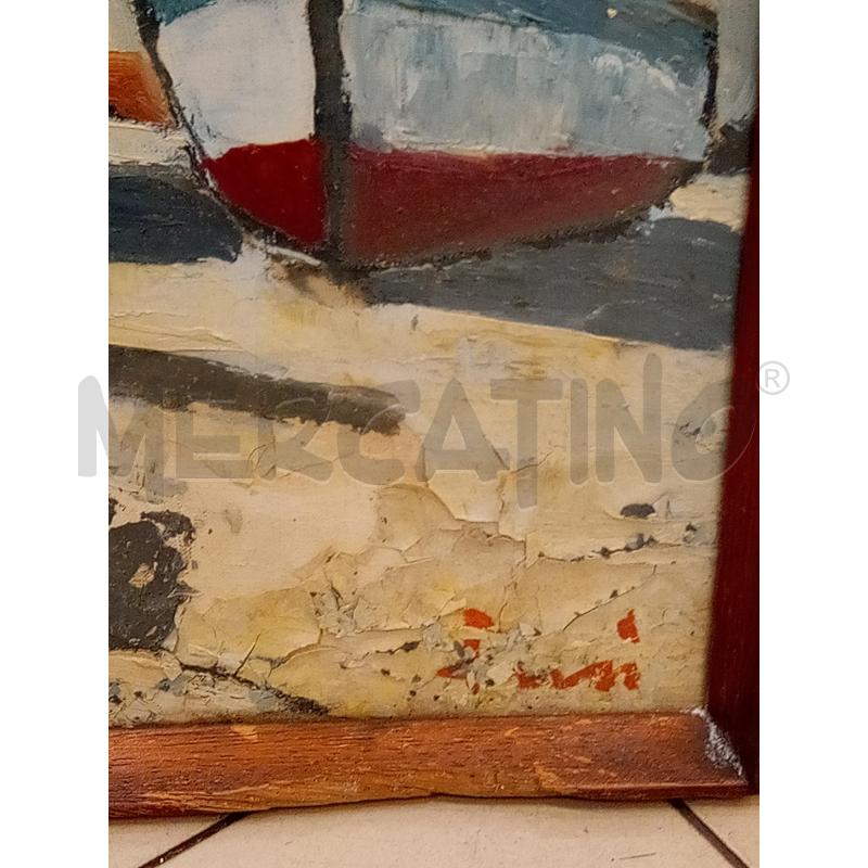 QUADRO OLIO SU TELA RIMESSA BARCHE CON PALAZZI | Mercatino dell'Usato Roma porta maggiore 4