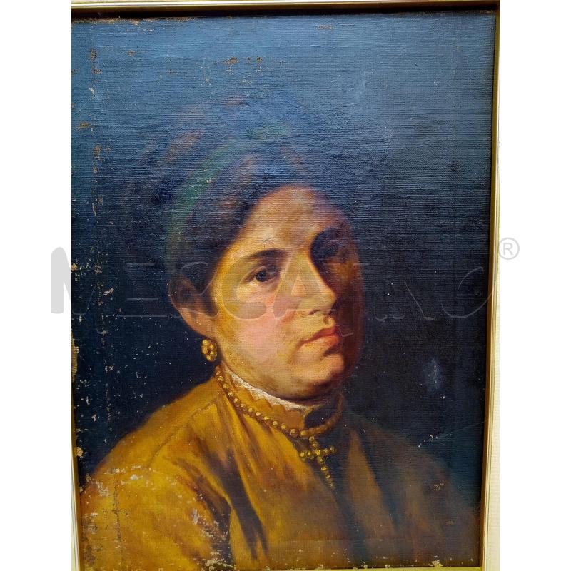 QUADRO OLIO SU TELA RITRATTO DONNA  | Mercatino dell'Usato Roma porta maggiore 2