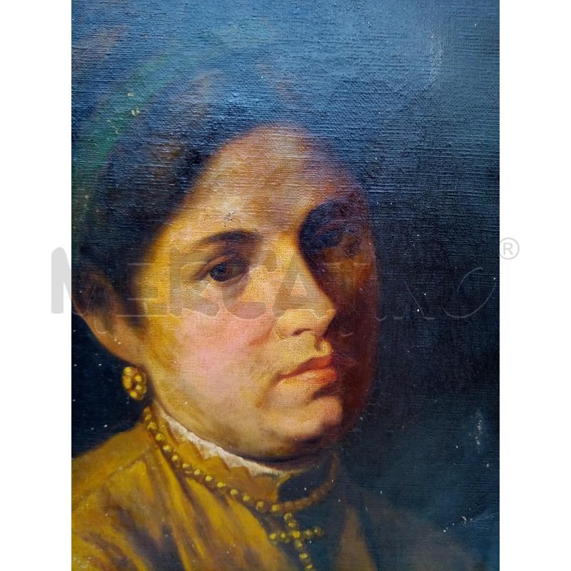 QUADRO OLIO SU TELA RITRATTO DONNA  | Mercatino dell'Usato Roma porta maggiore 3