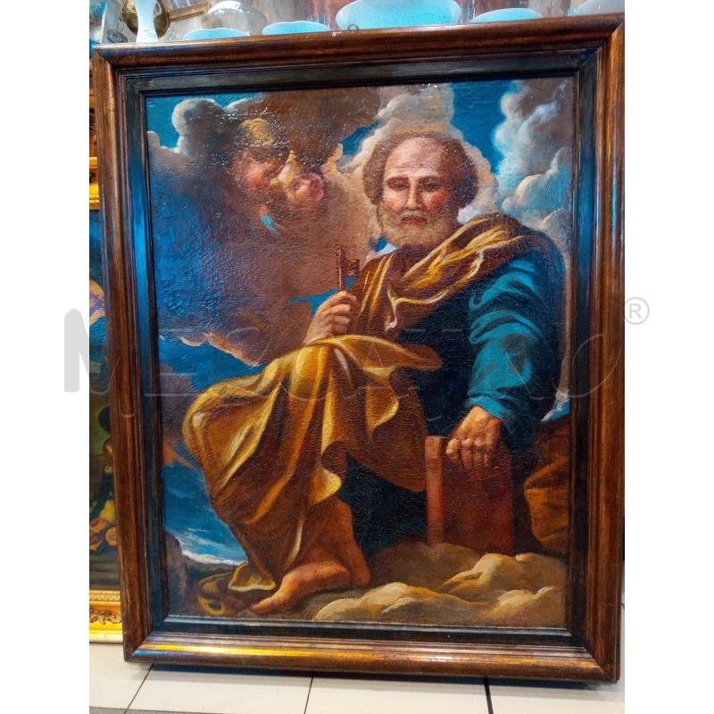 QUADRO OLIO SU TELA SAN PIETRO IN TRONO | Mercatino dell'Usato Roma porta maggiore 1