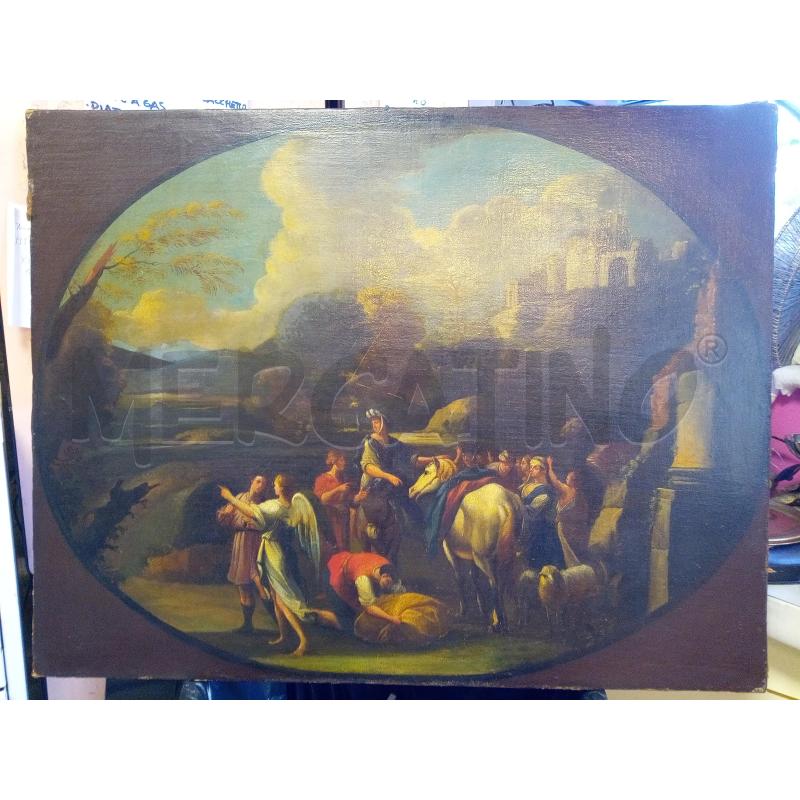 QUADRO OLIO SU TELA SCENA BIBLICA PROMONTORIO CON CASTELLO | Mercatino dell'Usato Roma porta maggiore 1