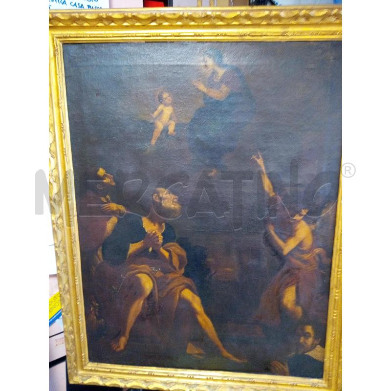 QUADRO OLIO SU TELA SCENA DEVOZIONALE EPOCA | Mercatino dell'Usato Roma porta maggiore 1
