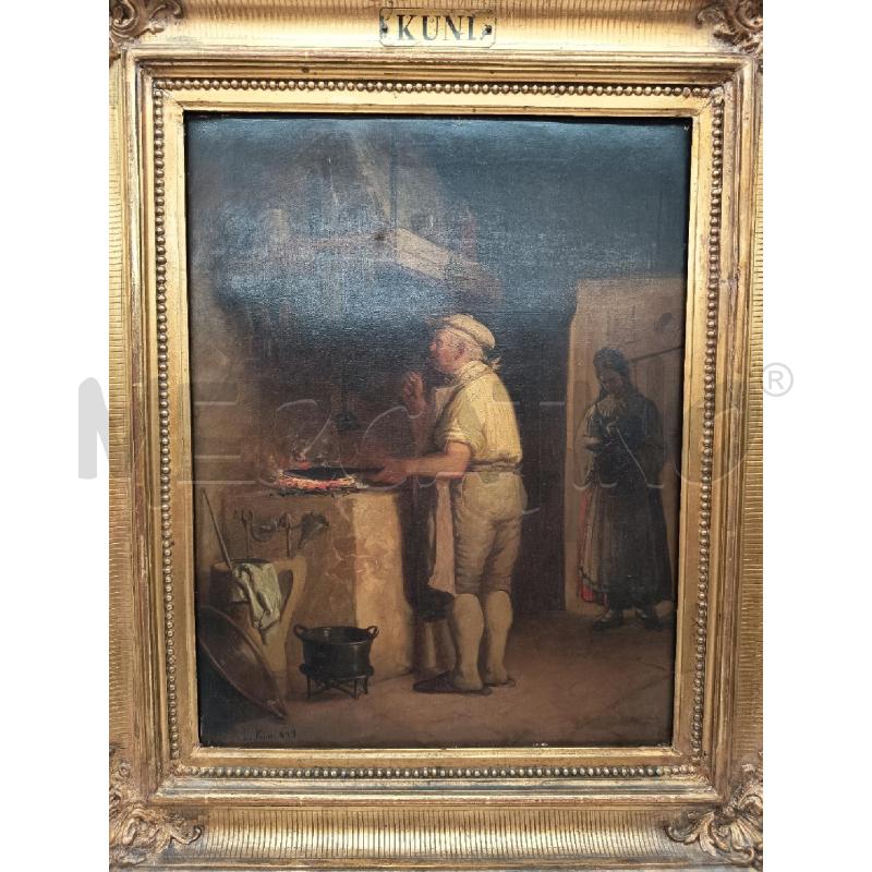 QUADRO OLIO SU TELA SCORCIO CASALINGO RIPROD SCUOLA FIAMMINGA  | Mercatino dell'Usato Roma porta maggiore 2