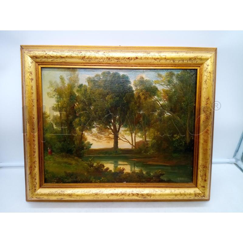 QUADRO OLIO SU TELA SCORCIO FLUVIALE  | Mercatino dell'Usato Roma porta maggiore 1