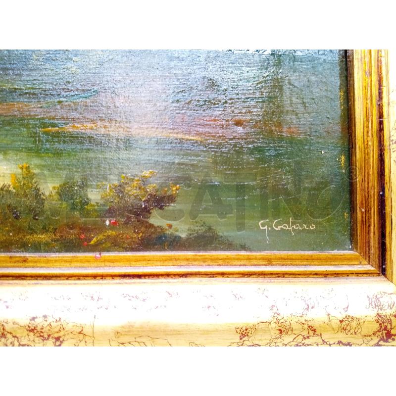 QUADRO OLIO SU TELA SCORCIO FLUVIALE  | Mercatino dell'Usato Roma porta maggiore 2