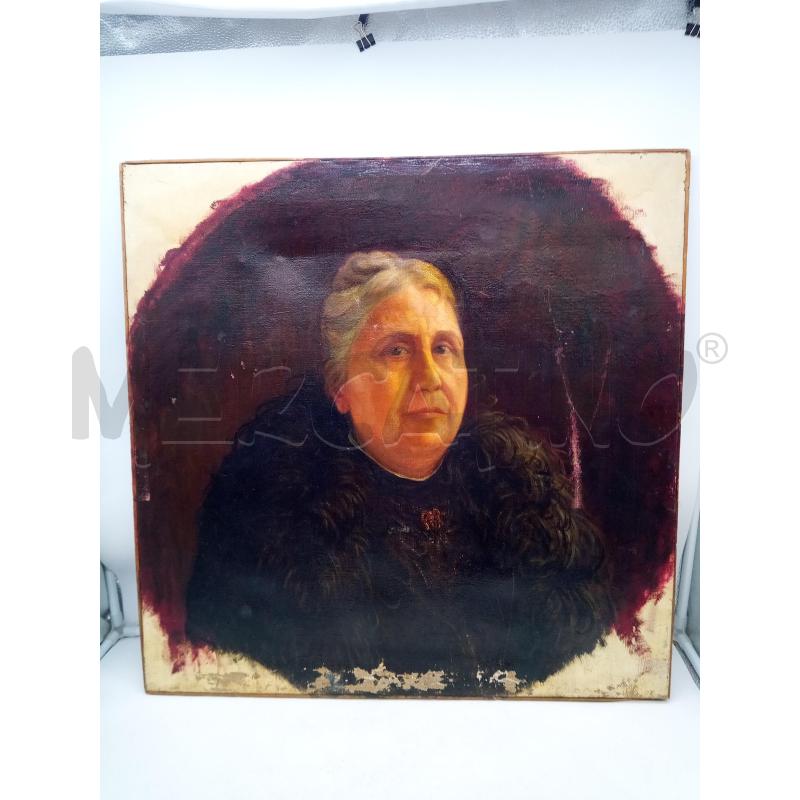 QUADRO OLIO SU TELA SIGNORA CON PELLICCIA | Mercatino dell'Usato Roma porta maggiore 1