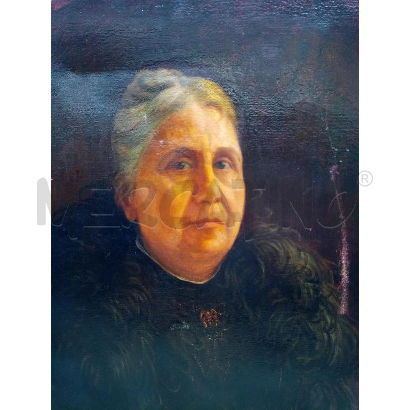 QUADRO OLIO SU TELA SIGNORA CON PELLICCIA | Mercatino dell'Usato Roma porta maggiore 2