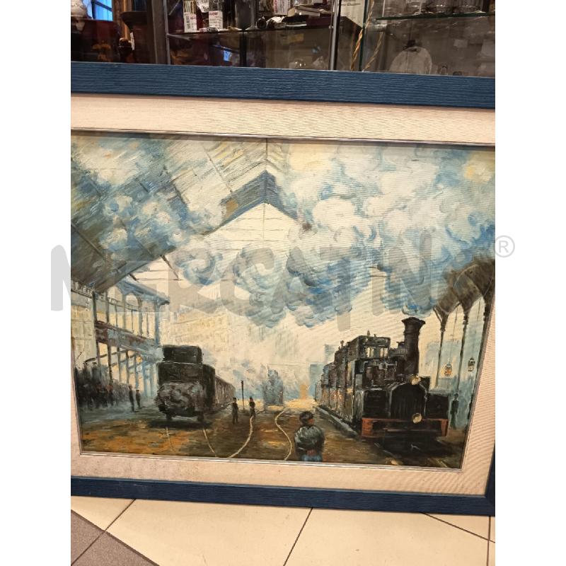 QUADRO OLIO SU TELA TRENI IN STAZIONE | Mercatino dell'Usato Roma porta maggiore 1