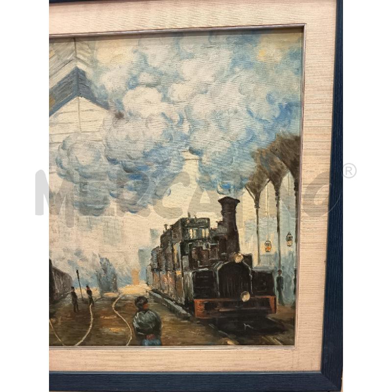 QUADRO OLIO SU TELA TRENI IN STAZIONE | Mercatino dell'Usato Roma porta maggiore 2
