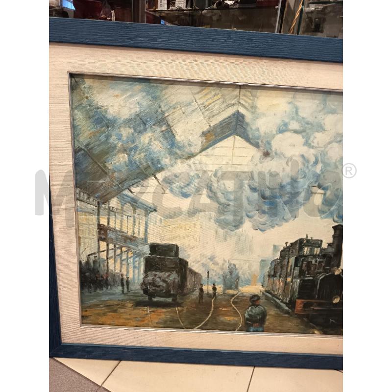 QUADRO OLIO SU TELA TRENI IN STAZIONE | Mercatino dell'Usato Roma porta maggiore 3