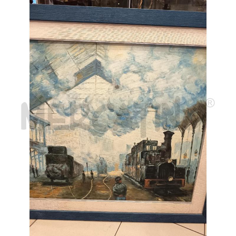 QUADRO OLIO SU TELA TRENI IN STAZIONE | Mercatino dell'Usato Roma porta maggiore 4