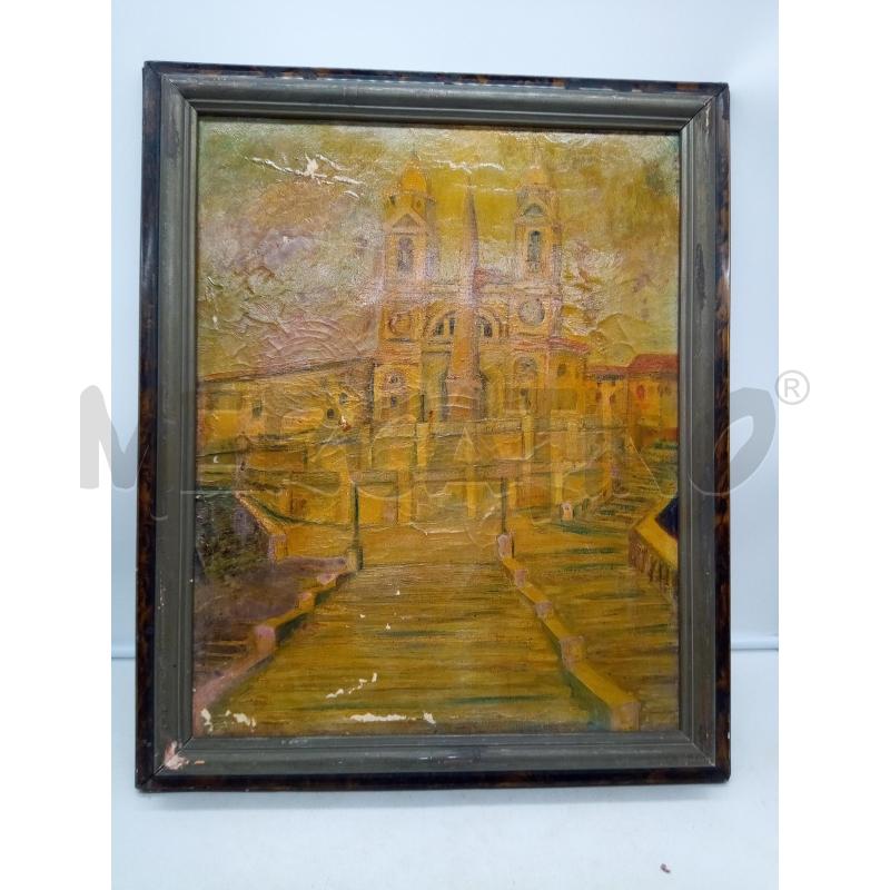 QUADRO OLIO SU TELA TRINITA DEI MONTI DA RESTAURARE | Mercatino dell'Usato Roma porta maggiore 1