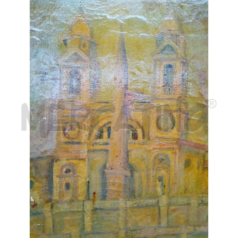 QUADRO OLIO SU TELA TRINITA DEI MONTI DA RESTAURARE | Mercatino dell'Usato Roma porta maggiore 2