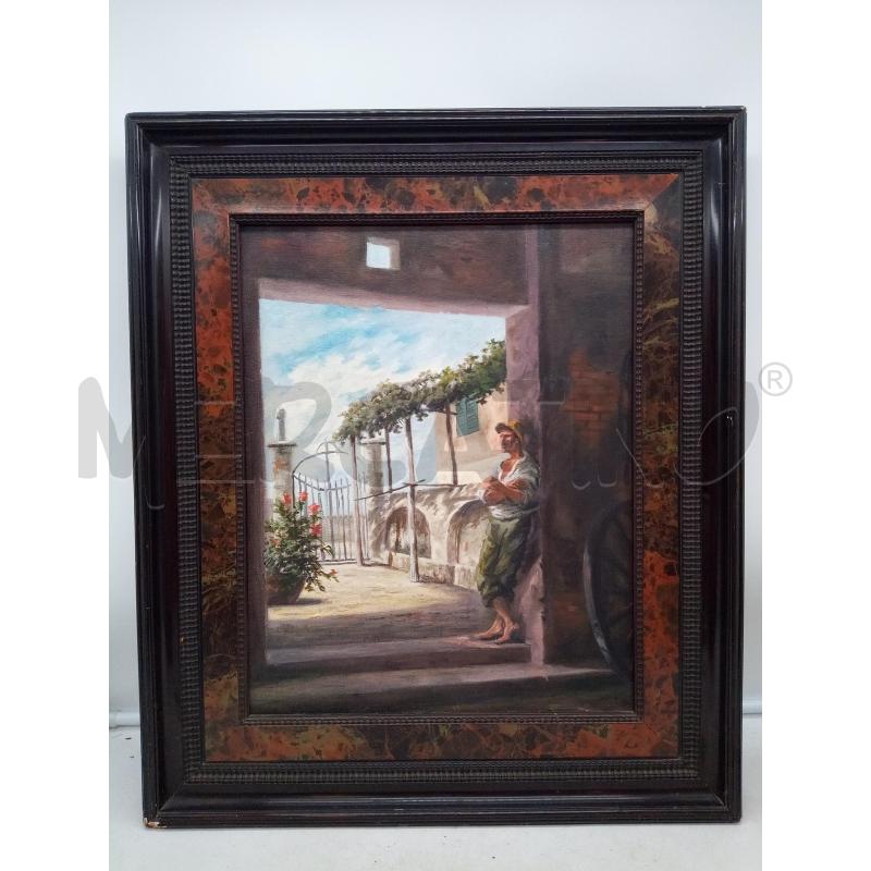 QUADRO OLIO SU TELA UOMO IN TERRAZZA | Mercatino dell'Usato Roma porta maggiore 1