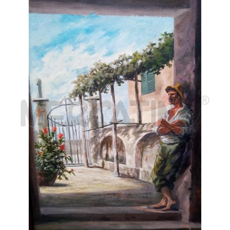 QUADRO OLIO SU TELA UOMO IN TERRAZZA | Mercatino dell'Usato Roma porta maggiore 3