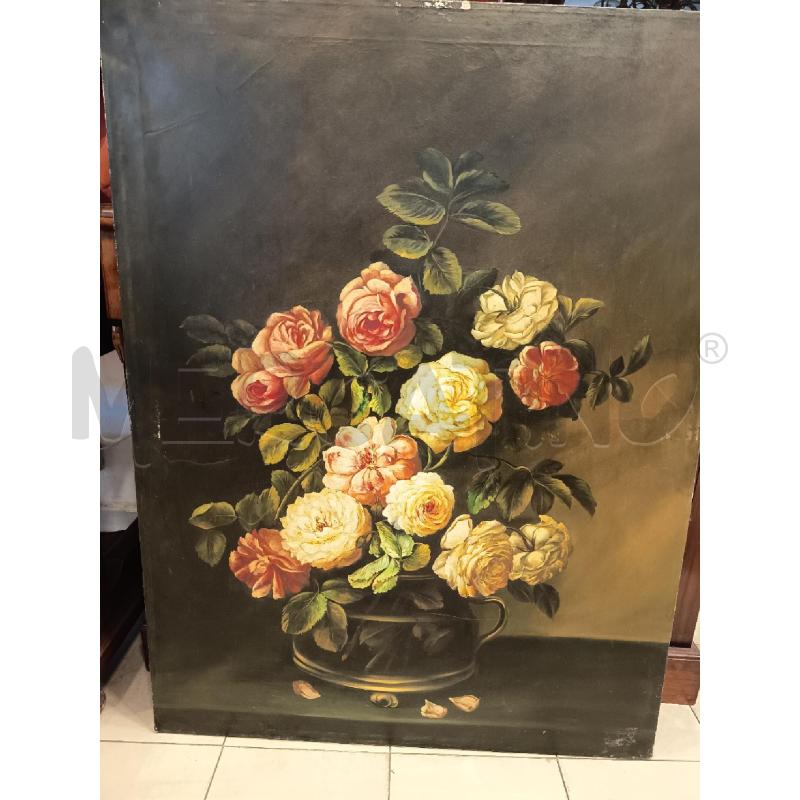 QUADRO OLIO SU TELA VASO FIORITO | Mercatino dell'Usato Roma porta maggiore 2