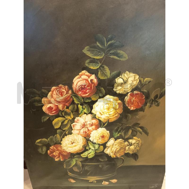 QUADRO OLIO SU TELA VASO FIORITO | Mercatino dell'Usato Roma porta maggiore 5