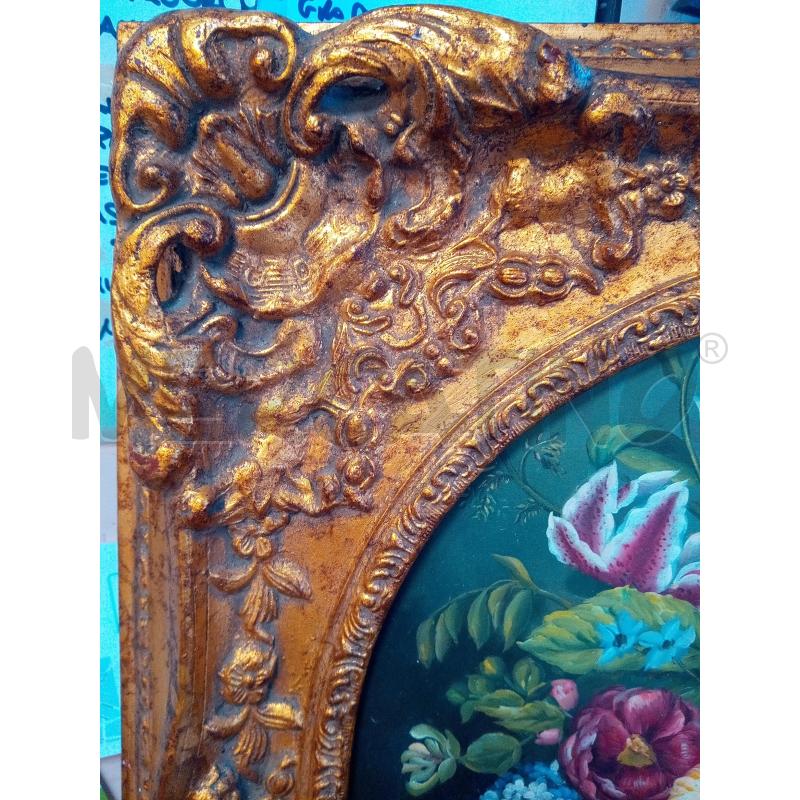 QUADRO OLIO SU TELA VASO FIORITO CORNICE DORATA | Mercatino dell'Usato Roma porta maggiore 4