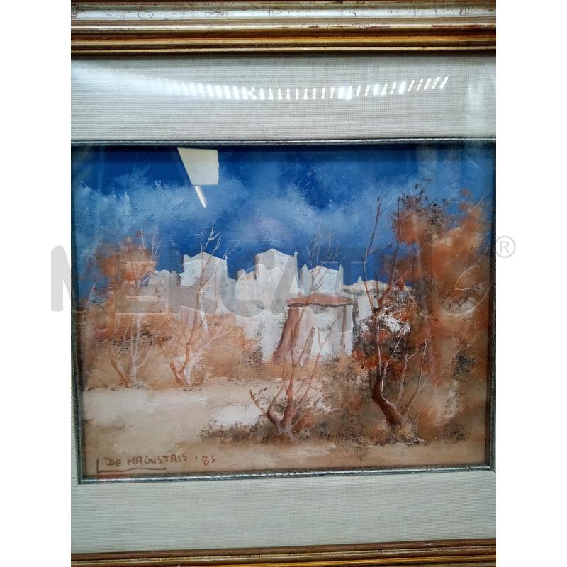 QUADRO OLIO SU TELA VEDUTA CASE ALBERI | Mercatino dell'Usato Roma porta maggiore 2
