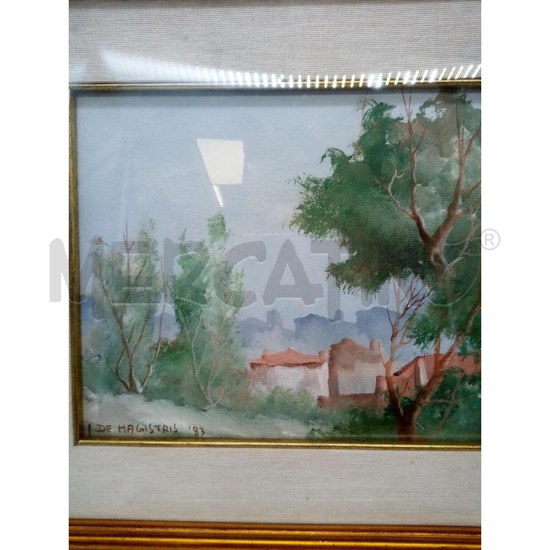 QUADRO OLIO SU TELA VEDUTA CASE ALBERI | Mercatino dell'Usato Roma porta maggiore 2